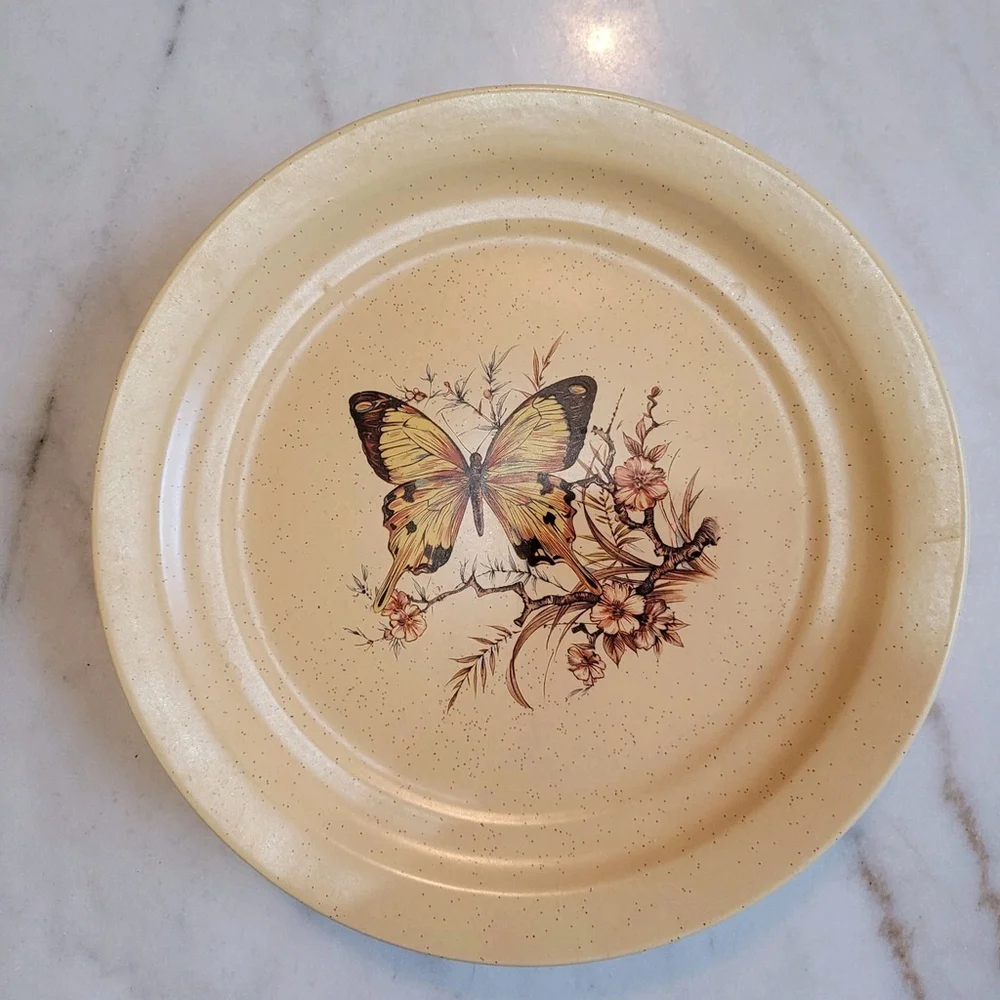 Vintage Treasure Craft Pottery Dinner Plates 1970’s, set of 4/10.5in Butterflies - Picture 2 of 6